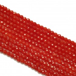 Jadeit fasetowany 4mm sznur - pomarańczowa czerwień