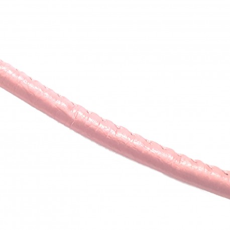 Rzemień szyty gładki 5mm skóra syntetyczna - metaliczny różowy