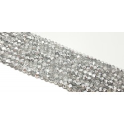 Koraliki szklane fasetowane 8x6mm transparentne folia srebrna sznur