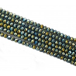 Koraliki szklane fasetowane 4x3mm sznur - niebiesko-zielony
