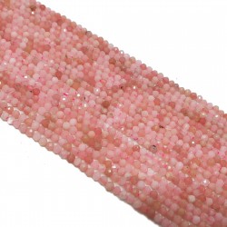 Opal różowy 2mm fasetowana kulka - sznur