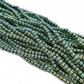 Hematyt 3x3mm wałeczek zielony - sznur