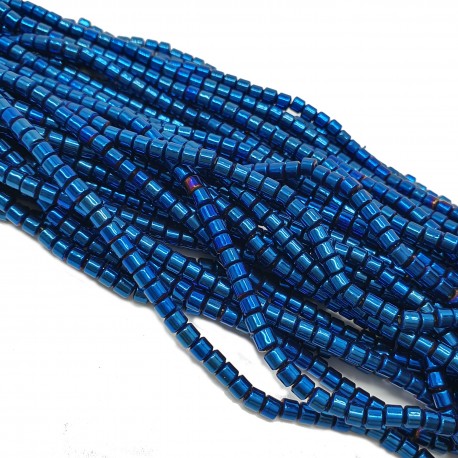 Hematyt 3x3mm wałeczek niebieski - sznur