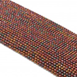 Hematyt 4mm fasetowana kulka odcienie czerwieni mix - sznur