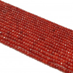 Jadeit fasetowany 4x3mm oponka sznur - jasno czerwony