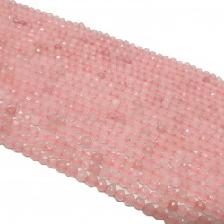 Kwarc różowy 6mm fasetowana kulka - sznur