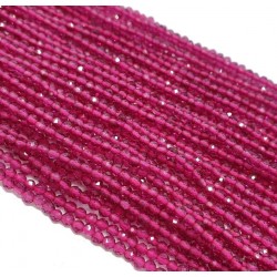 Kwarc rubinowy 2mm fasetowana kulka sznur