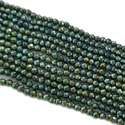 Hematyt 2mm fasetowana kulka  sznur - zielony