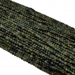 Turmalin zielony 3mm fasetowana kulka  - sznur