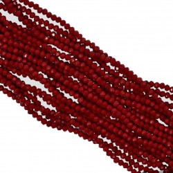 Koraliki szklane fasetowane oponka 4x3mm ciemno czerwony sznur