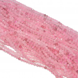 Kwarc różowy 3mm fasetowana kulka - sznur